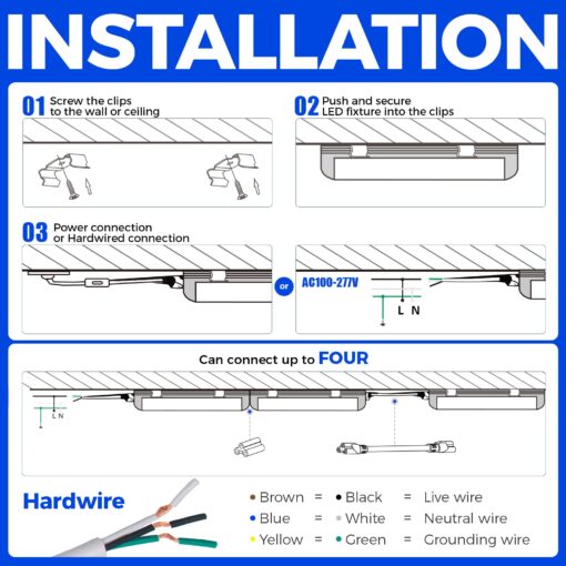 Barrina 8FT LED Shop Lights, 72W 10000LM 5000K, Daylight White, V Shape, Clear Cover, Hight Output, Linkable, T8 LED Tube Lights for Garage 8 Foot with Plug, 4 Packs - Image 2