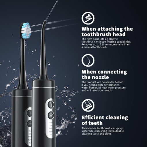 Binzls Electric Toothbrush with Water Flosser, 2 in-1 Teeth Cleaning Kit with 4 Modes, Portable for Travel and Home, Oral Dental Care Fsa Hsa - Image 6