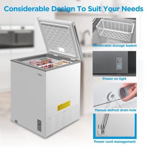Midea MERC04C4BAWW 3.5 Cubic Feet Chest Freezer, Cu.ft-Convertible, White - Image 6