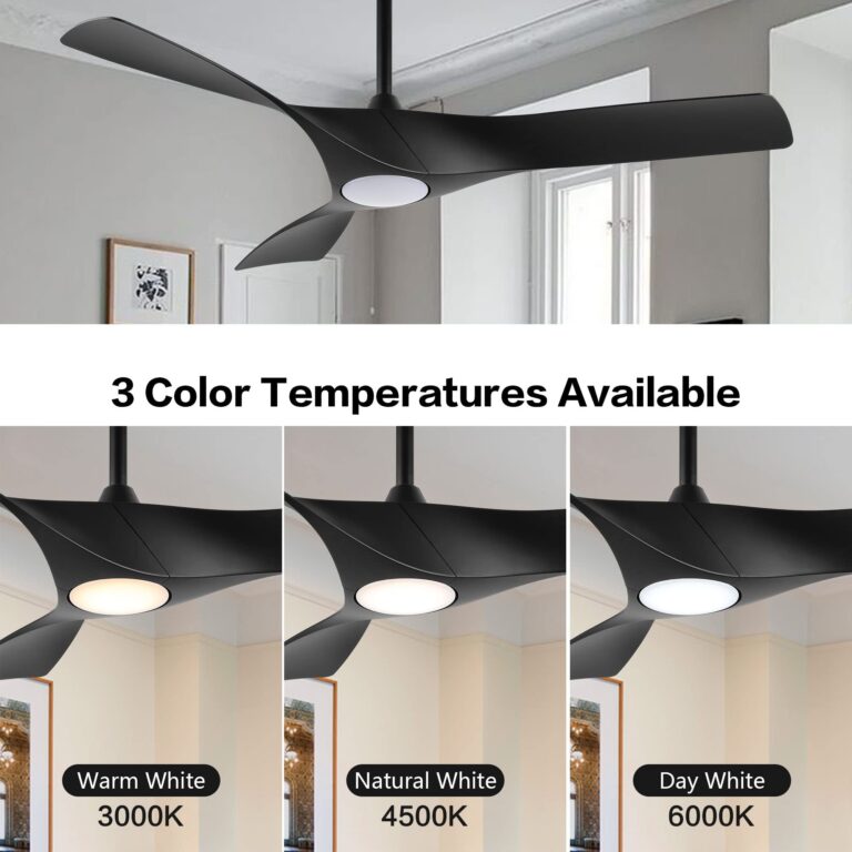 WINGBO 52" DC Ceiling Fan with Lights and Remote, Matte Black Ceiling Fan, 3 Curved ABS Blades, 6-Speed Reversible DC Motor, Modern Ceiling Fan for Kitchen Bedroom Living Room, ETL Listed - Image 6