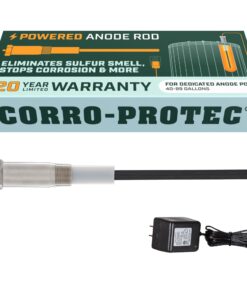 Corro-Protec Powered Anode Rod for Water Heater, 20-Year Warranty, Eliminates Rotten Egg/Sulfur Smell within 24 hours, Stops Corrosion and Reduces Limescale, Electrical Anode Rod Made of Titanium