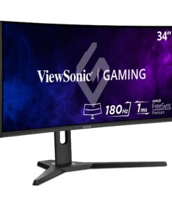ViewSonic VX3418-2KPC 34 Inch 21:9 Curved 1440p 1ms 180Hz Gaming Monitor with FreeSync Premium, Eye Care, HDMI and Display Port