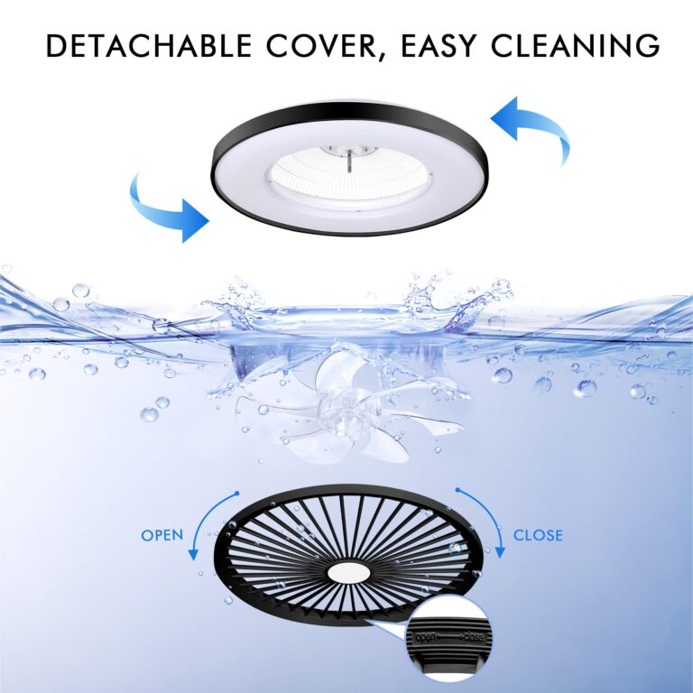 KAMLAM 24" Bladeless Ceiling Fan with Light, Low Profile Ceiling Fan, Modern Flush Mount Ceilings Fans with Remote & APP Control, Enclosed Ceilings LED Dimmable Lighting Black - Image 4