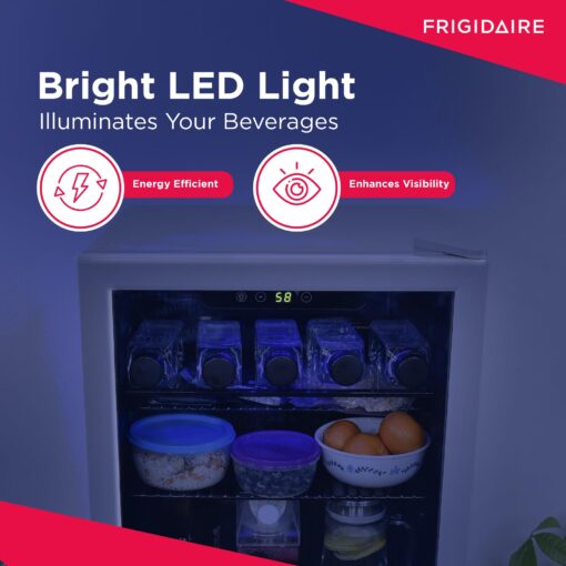 Frigidaire EFMIS9O00, Beverage Fridge Refrigerator with Glass Door, Compact Mini Fridge with Digital Temperature Control Fits 88 Cans or 25 Bottles, 74L Capacity - 19.29" D x 25" W x 17.51" H, Silver - Image 5