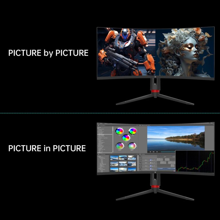 KTC 34'' Curved Ultrawide Gaming Monitor, 21:9, 3440x1440p 165Hz 1ms, 1500R Curved Monitor, Freesync G-sync, Picture by Picture,PIP, Height/Tilt/Swivel/Pivot - Image 4