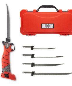 BUBBA Pro Series Lithium-Ion Electric Fillet Knife with Non-Slip Grip Handle, 4 Ti-Nitride S.S. Coated Non-Stick Reciprocating Blades, Charger and Case for Fishing