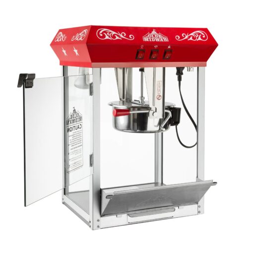 Olde Midway Bar Style Popcorn Machine Maker Popper with 8-Ounce Kettle - Red - Image 7