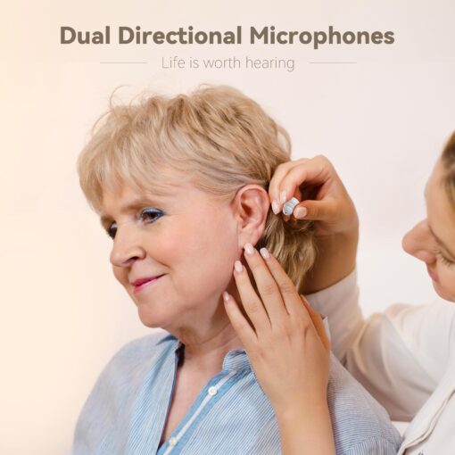 OTC Hearing Aids for Seniors - Hearing Aids with Digital Chips, Supermini Rechargeable Hearing Amplifiers Invisible with 16-Channel Sound Processing 3 Volume and 80H Wireless Charging Case (White) - Image 2