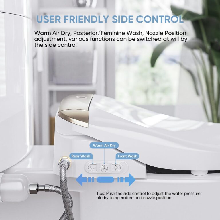LEIVI Smart Bidet Toilet Seat with Wireless Remote and Side Panel, Multiple Spray Modes, Adjustable Heated Seat, Warm Water and Air Dryer, Auto LED Nightlight, Elongated - Image 7