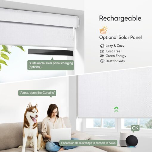 Motorized Blinds with Remote (23-95 inches) Window Roller Shade Wireless Rechargeable Motor Popular Full Blackout Sunshine Fabric for Office and Home Customize Size (82006G) - Image 5