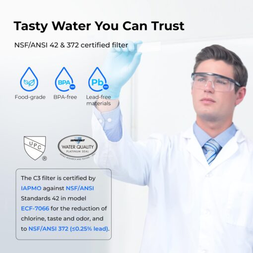 Waterdrop TST-UF 0.01μm Ultra-Filtration Under Sink Water Filter, Stainless Steel, 5X Service Life,Remove 99.99% of Contąminants Larger Than 0.01μm, with Dedicated Faucet, USA Tech (3 Filter Included) - Image 6