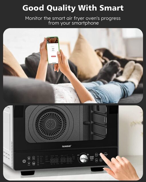 Nuwave TODD ENGLISH iQ360 Digital Smart Oven, 20-in-1 Convection Infrared Grill Griddle Combo, 34-Qt Mega Capacity, 1800 Watts, Adjustable Triple Surround Heat Zones, Smart Thermometer, WIFI Enabled - Image 7