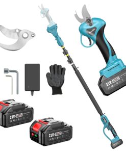 Seesii 2-in-1 Cordless Electric Pruning Shears with Pole, 15Ft Reach, 1.2" Cutting Diameter, 21V 2x 4000mAh Batteries, Battery Powered Tree Pruner with Brushless Motor for Efficient Branch Trimming