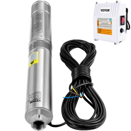 VEVOR Deep Well Submersible Pump, 2HP 230V/60Hz, 37GPM 427 ft Head, with 33 ft Cord & External Control Box, 4 inch Stainless Steel Water Pumps for Industrial, Irrigation and Home Use, IP68 Waterproof - Image 2