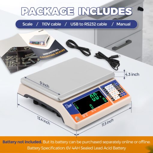 Bonvoisin Industrial Counting Weight Scale kg/g Electronic Digital Inventory Counting Scale for Small Parts Coins Piece with Data Cable(30kg, 0.1g) - Image 2