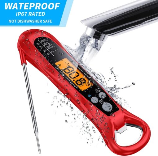 NIUTA Meat Thermometer Digital, 1 Sec Instant Read, NIST Certified Accurate to ±0.5℉, Ultra Bright LED Screen, 100% Waterproof, Auto-Rotate, BBQ/Smoker/Candy, Valentines Gift, HD-AAA - Image 6