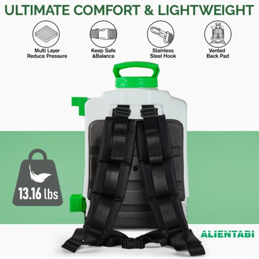 ALIENTABI Backpack Sprayer 4 Gallon, 2.6Ah- Lithium Battery Powered for Weeding, Spraying, Cleaning - Image 5