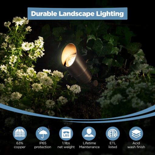 Gardencoin Solid Brass Outdoor Landscape Spotlights, 12V Heavy Duty Low Voltage LED Spot Light Waterproof for Garden and Yard Up Lighting, Bronze Accent Lighting Fixture Without Bulb, 6 Pack - Image 8