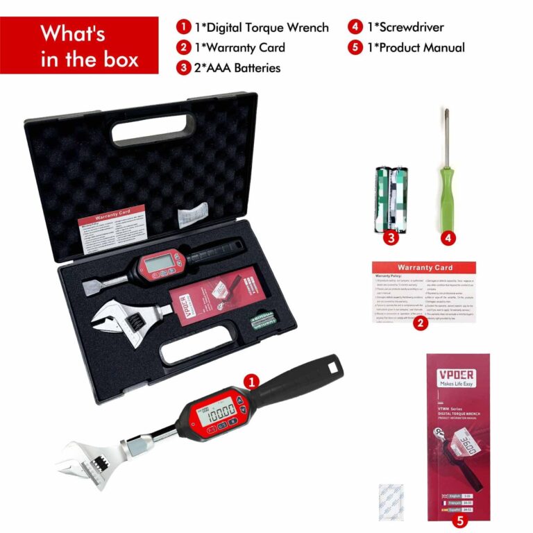 VPOER Adjustable Digital Torque Wrench spanner head, 2.2-73.7 ft-lbs (3-100 Nm) (26.5-885 inch pound) Electronic Jaw open end torque wrench with Buzzer & LED, Calibrated - Image 9