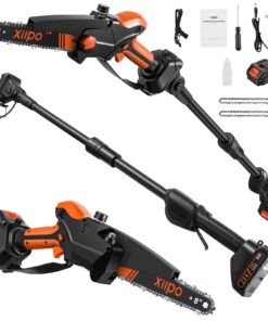Xilpo 2-in-1 Cordless Pole Saw,8 Inch Electric Pole Chainsaw for Tree Trimming with 21V Battery, Auto Oiling, 15 FT Max Extension Portable Pole Saws for Aerial logging, pruning, landscaping
