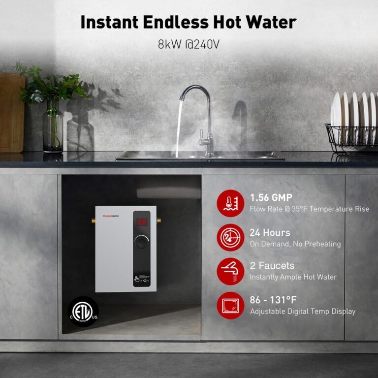thermomate Tankless Water Heater Electric, 8kW at 240 Volt, On Demand Instant Hot Water Heater for Point of Use, Self-Modulating Save Energy, Save Space, 1.56GPM at 35°F Rise - Image 8
