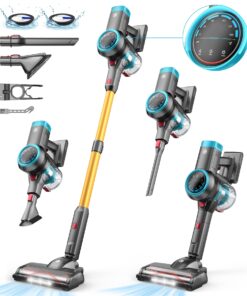 CHEBIO Cordless Vacuum Cleaner, 550W/45Kpa Vacuum Cleaners for Home with Self-Standing, MAX 60Mins Vacuum with LED Display, Anti-Tangled Stick Vacuum, Lightweight Vacuum Cleaner for Carpet/Pet Hair