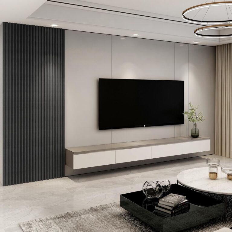 Art3d 8-Pack 96 x 6in. WPC Acoustic Slat Wall Panel for Modern Interior Decor, TV Background, Living Room, Matte Black - Image 2