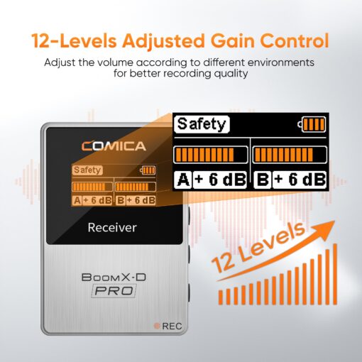 COMICA BoomX-D2 PRO Wireless Lavalier Microphone, 16GB Storage, Safety Audio Track, Noise Cancellation, 328' Range, Wireless Lav Mic for iPhone, Android, PC Interviews, Vlogs, Live-Streaming(White) - Image 3
