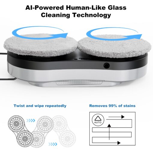 eTRY Smart Robot Window Cleaner, Auto Water Spray & AI Path Planning,Edge Detection & Remote Control, Window Cleaning Robot for Highrise Windows Glass Doors - Image 5