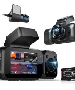 RexingUSA 4K 3-Channel Dash Cam with Wi-Fi, GPS, Voice Control, G-Sensor, and Loop Recording – Super Capacitor, 170° Wide Angle, 32GB MicroSD Included