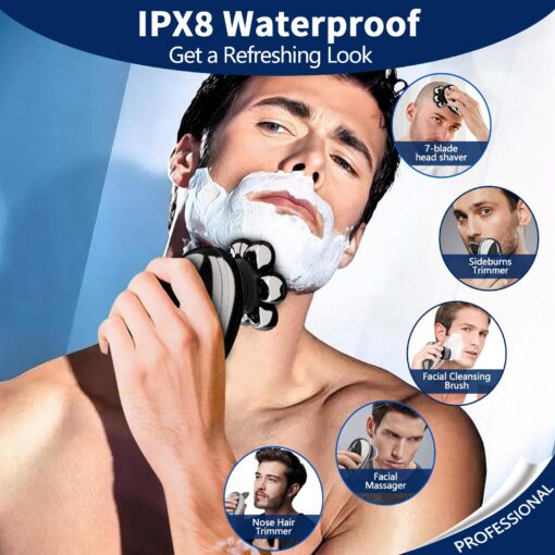 Head Shavers for Bald Men, Electric Razor, IPX8 Waterproof Dry/Wet Bald Head Shaver with 10000 RPM High-Speed Motor, Rechargeable Head Razor with LED Display, USB-C Cable, Perfect for Home & Travel - Image 6