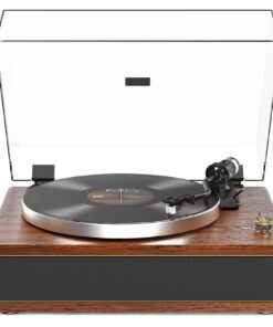 Turntable Record Player with Built-in Speakers, Vinyl Record Player Support Bluetooth Playback Auto Stop 33&45 RPM Speed RCA Line Out AUX in All-in-one Belt-Drive Turntable for Vinyl Records