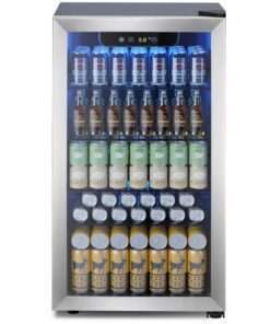 Electactic Wine Cooler 26 Bottle Beverage Refrigerator, Small Mini Wine Cellar Freestanding Wine Refrigerator for Red Wine & Beer Champagne 40-61℉Adjustable Temperature Quiet Mini Fridge(Black)