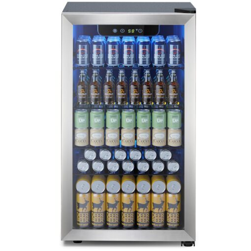 Electactic Wine Cooler 26 Bottle Beverage Refrigerator, Small Mini Wine Cellar Freestanding Wine Refrigerator for Red Wine & Beer Champagne 40-61℉Adjustable Temperature Quiet Mini Fridge(Black)