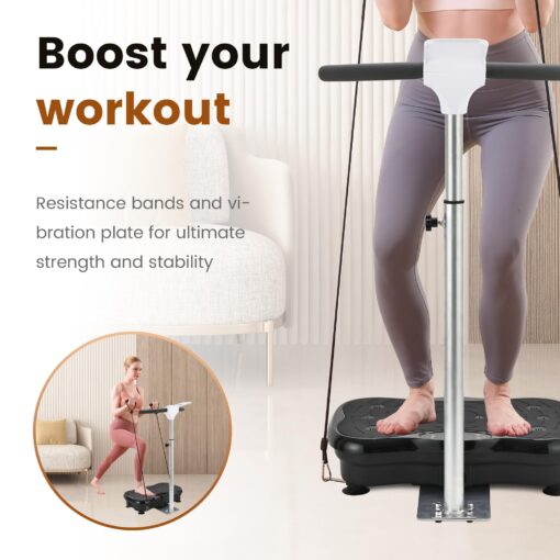 EILISON FIRMHOLD Handle Vibration Plate Exercise Machine for Lymphatic Drainage- Full Body Workout Vibration Platform for Weight Loss, 350lbs Vibration Plate for Beginners & Recovery (Handle Black) - Image 4