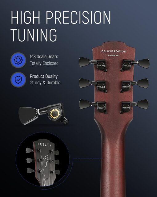 Fesley 39" LP Electric Guitar Kit:Full Size Solid Body Electric Guitars for Beginners with Humbucker Pickups,Poplar Body,Mahogany Neck,22 Frets,6 String Guitar with Gig Bag,Cable,FLP350,Matte,Sunburst - Image 7