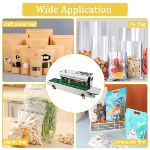 Takywep Continuous Band Sealer FR900K - Automatic 110V Horizontal Sealer with Digital Temperature Control for Commercial PP Aluminum Foil PVC Plastic Bags - Image 3