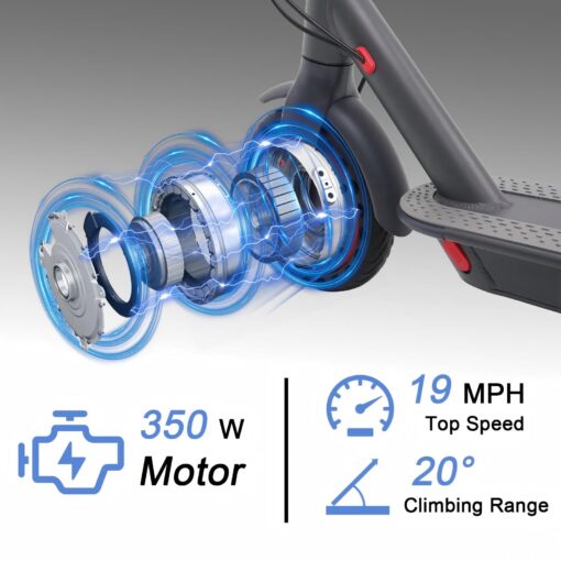 SURPOOTER Electric Scooter, Powerful 350W Adult Electric Scooter, Up to 19Mph and 8.5" Solid Tires, with Dual Braking System and Intelligent Program Control Design - Image 4