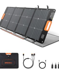 GRECELL 120W Portable Bifacial Solar Panel for Power Station Generator, 21.6V Foldable Waterproof Solar Charger with XT60/Type-C/2 USB DC Output, 120w Solar Panel for Outdoor Camping Van RV Trip