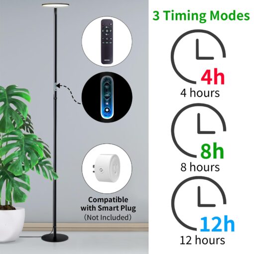 chiphy Grow Lights, 85" Full Spectrum Plant Light for Indoor Plants, 4/8/12H Timer, 60W Grow Lamp, 10 Dimmable Brightness, Height Adjustable, Remote Control, Ideal for Tall Small Plants - Image 7