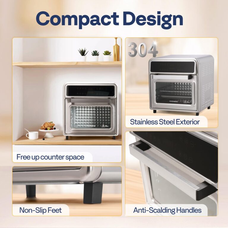 VIVOHOME 21 Qt Air Fryer Toaster Oven Combo, 8-in-1 Convection Oven Countertop with Rotisserie and Dehydrator, Stainless Steel Digital Air Fryer Oven with 7 Accessories, 1800W - Image 3