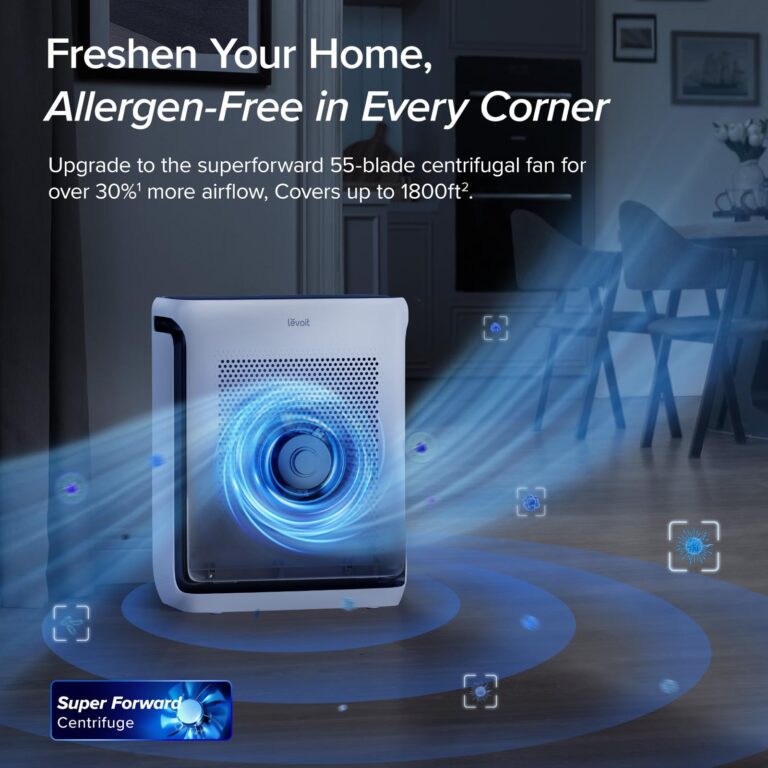 LEVOIT Air Purifiers for Home Large Room Up to 1800 Ft² in 1 Hr with Washable Pre-Filter, Air Quality Monitor, Smart WiFi, HEPA Sleep Mode for Allergies, Pet Hair in Bedroom, Vital 200S-P, White - Image 8
