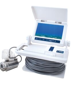 Upgraded Aqua-Vu AV 715C Underwater Fishing Camera – 7" Color Monitor, 75' Cable, White Monitor/Shuttle, Stainless Steel XD Camera, XD Trolling Fin, Sunshield – Ideal for Ice, Saltwater, Freshwater