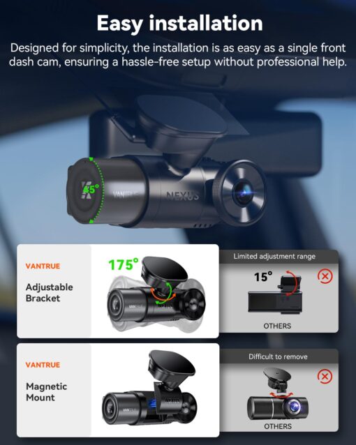 Vantrue N2X 2.7K Uber Dash Cam Front and Inside, 5G WiFi Dual Dash Camera for Car with HDR IR Night Vision, STARVIS 2, GPS, 2.5K/60FPS, LTE Support, 24/7 Parking Mode, Voice Control, Support 512GB Max - Image 5