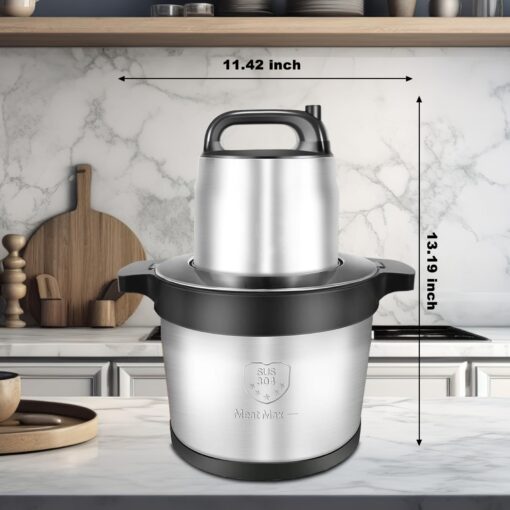 Vayepro 32 Cup Large Capacity Electric mixers, Electric Food Blenders with Stainless Steel Bowl, 2 Speed, 4 Bi-Level Bladesand Spatula, 8L 1200W Food Processors for Meat, Onion, Vegetables, Fruits - Image 2