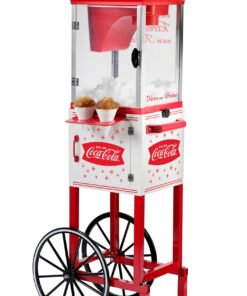 Nostalgia 8-Inch Tall Snow Cone Cart, Makes 48 ICY Treats, Includes Metal Scoop, Storage Compartment, Wheels for Easy Mobility, Coke