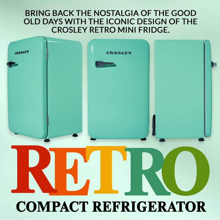 Crosley Retro Mini Fridge 3.2 Cu Ft Mint Green w/o Freezer, Compact Refrigerator for Bedroom, Garage, Office Under Desk, Undercounter, Apartment, School Dorm Fridge, Aesthetic, Small & Cute Appliances - Image 8
