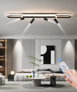 Modern LED Ceiling Light 6-Light track light Spotlight Frosted Black Geometric Ceiling Light Lighting Fixture Dimmable Remote Control Living Bedroom Kitchen Dining Room Fixture