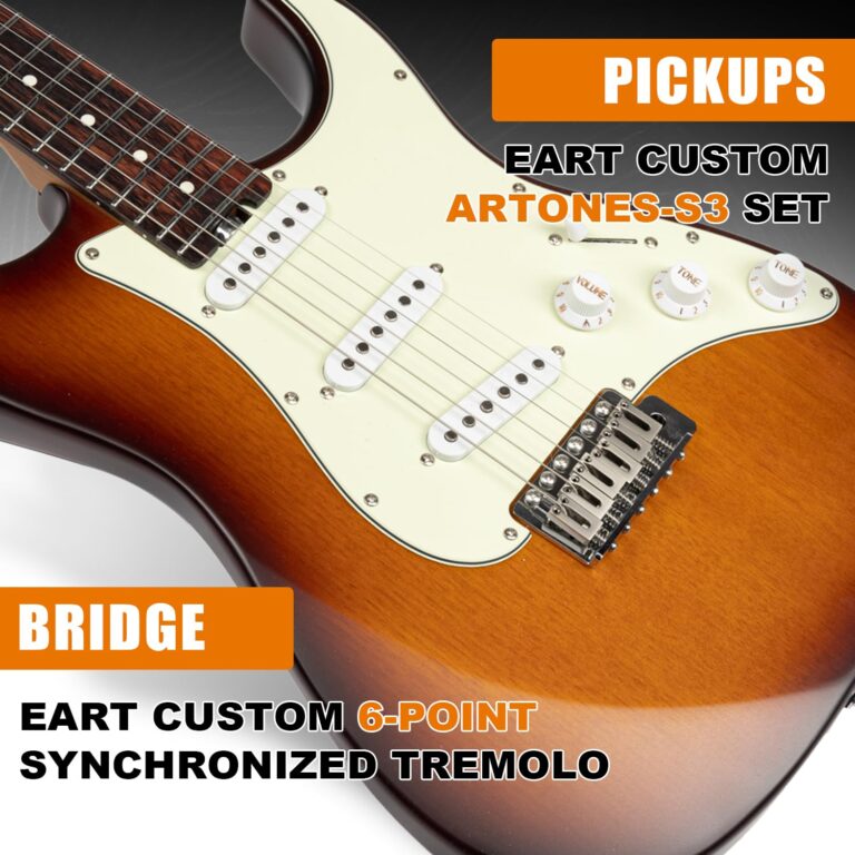 EART Electric Guitar SSS Single Coil Pickups Solid-Body,Stainless Steel Frets Right Handed-Rosewood Fingerboard-Virginia - Image 5