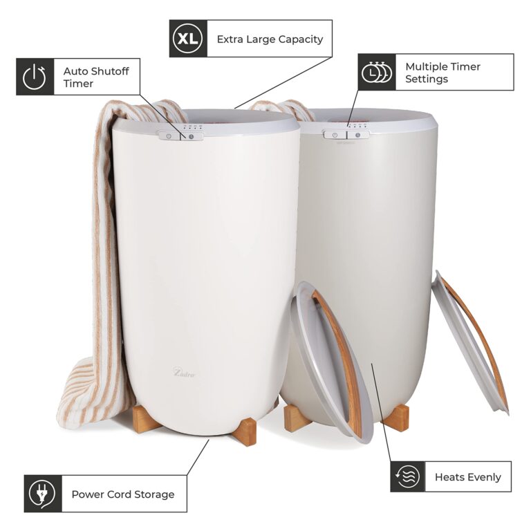 Zadro Large Hot Towel Warmer Bucket Timer Electric Towel Warmer for Bathroom Auto-Shut Off Heated Towel Warmer Spa (Large | 20L | 12" Dia. x 21" Tall, White) - Image 6